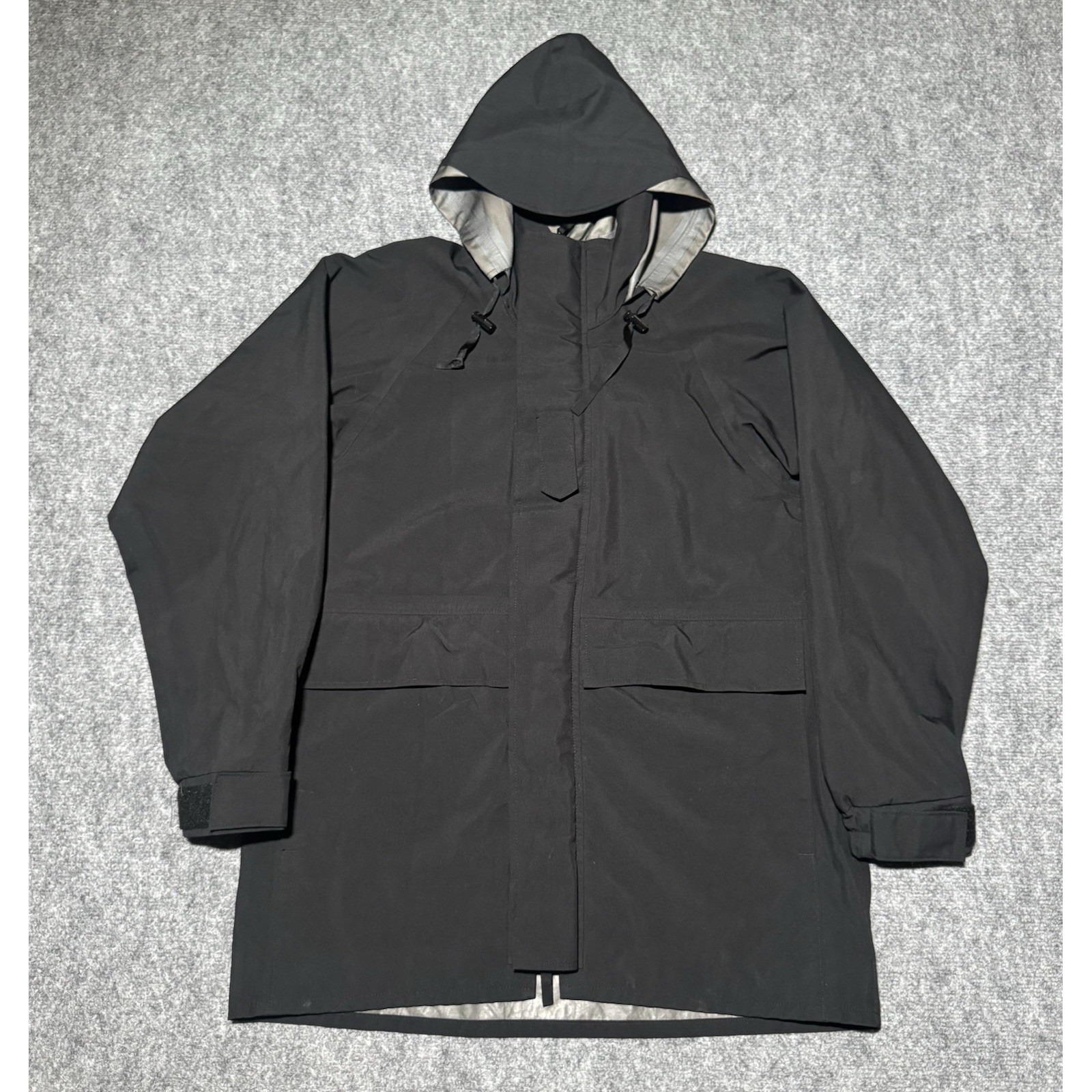 Us Military Navy Parka Cold Weather Men Small Long Black Gore-Tex Hooded Jacket